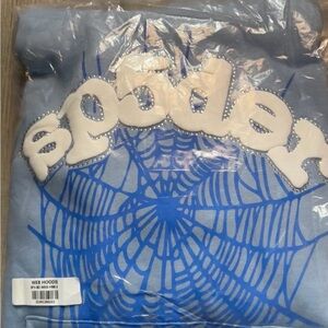 Spyder Light Blue Hoodie with Web Design